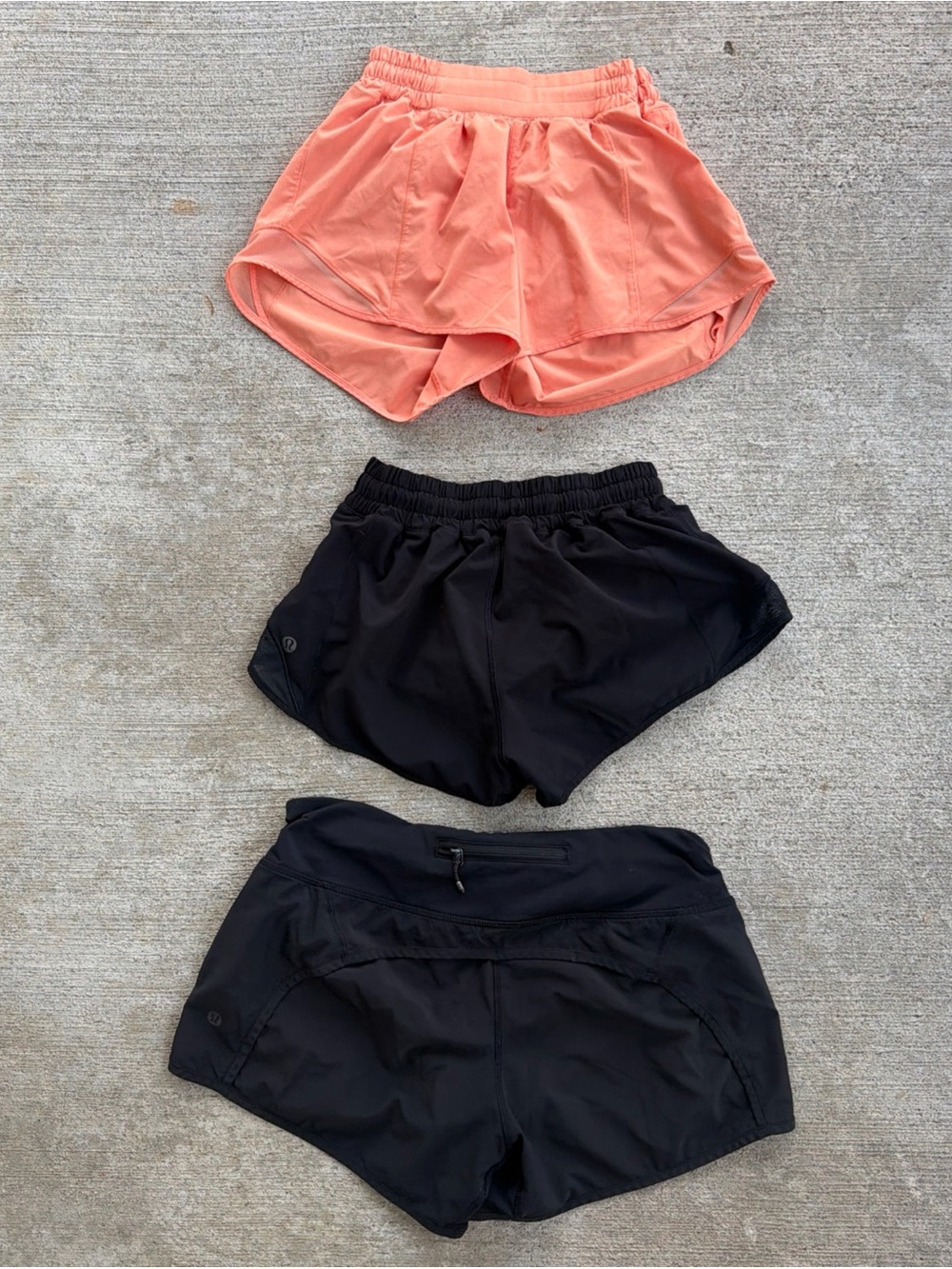 lululemon athletica Coral and Black Women's Athletic Shorts - 3 Pack